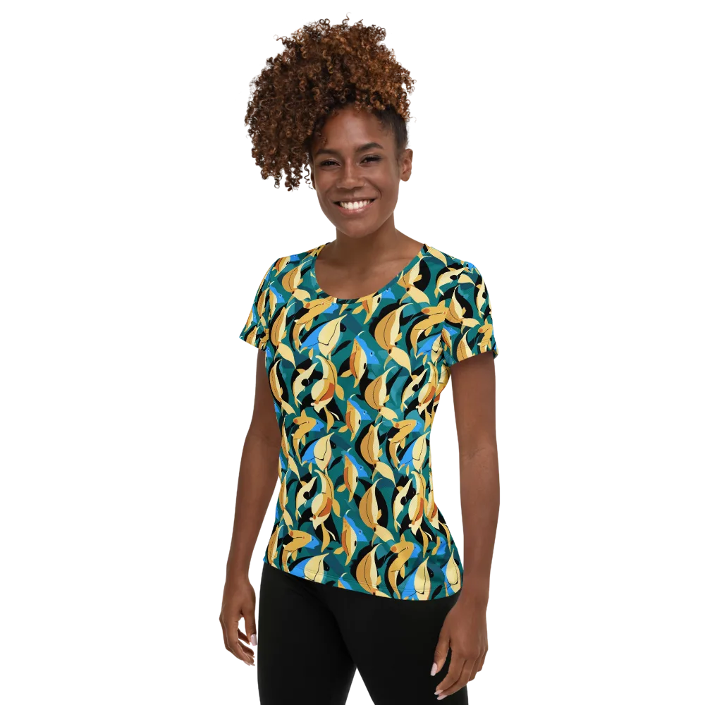Golden Shoal on Women's Athletic T-Shirt — Left