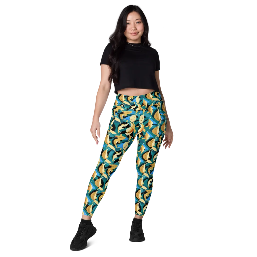 Golden Shoal on Leggings with Pockets — Front
