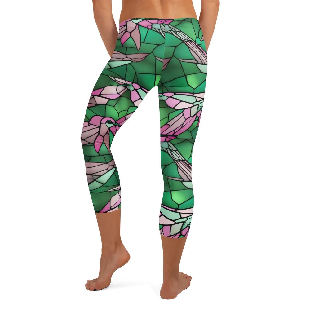 Stained Glass Flight on Capri Leggings — Back