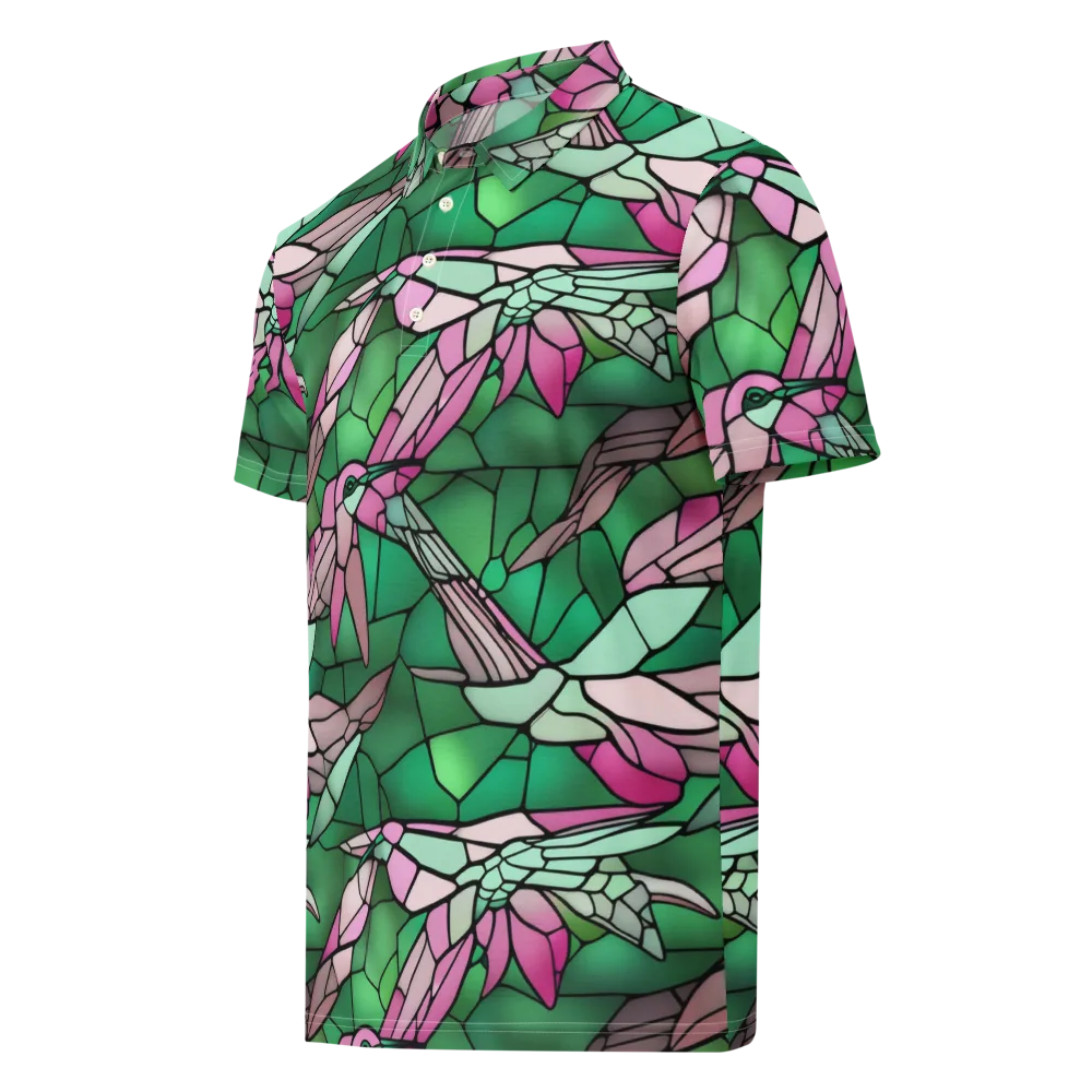 Stained Glass Flight on Men's Slim Fit Polo Shirt — Left Front