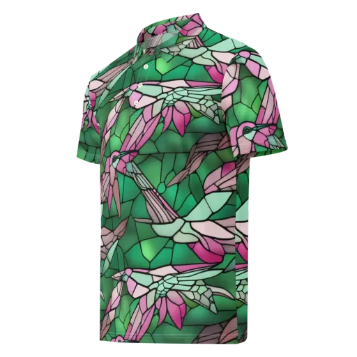 Stained Glass Flight on a Men's Slim Fit Polo Shirt