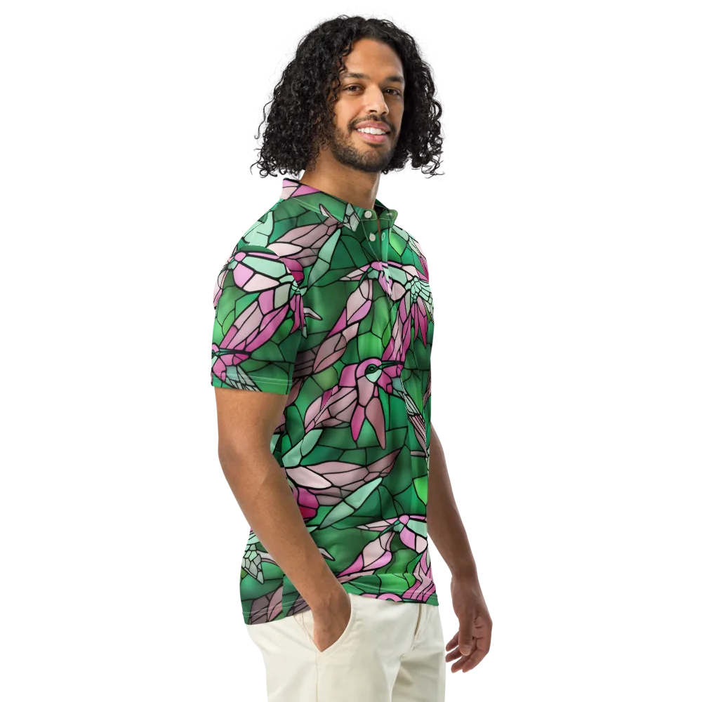 Stained Glass Flight on Men's Slim Fit Polo Shirt — Right Front