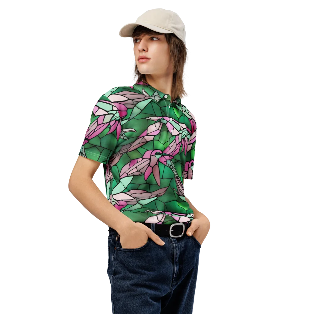 Stained Glass Flight on Men's Slim Fit Polo Shirt — Right Front