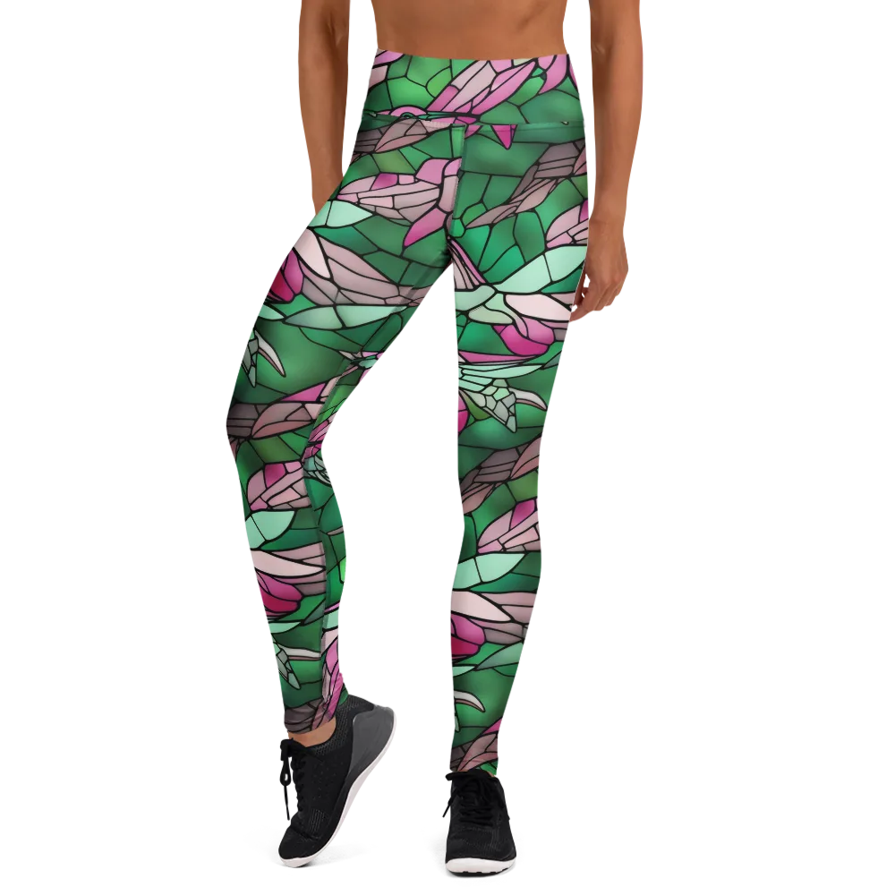 Stained Glass Flight on Yoga Leggings — Front