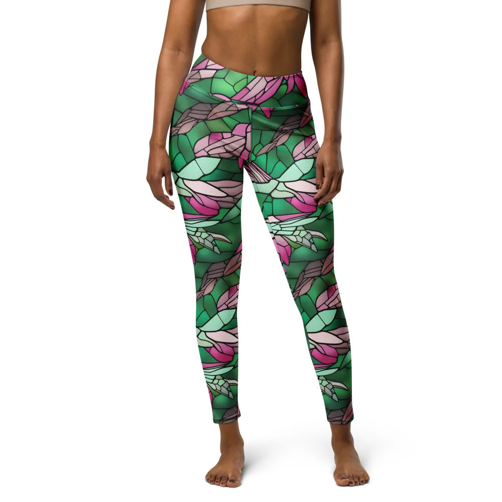Stained Glass Flight on Yoga Leggings — Front
