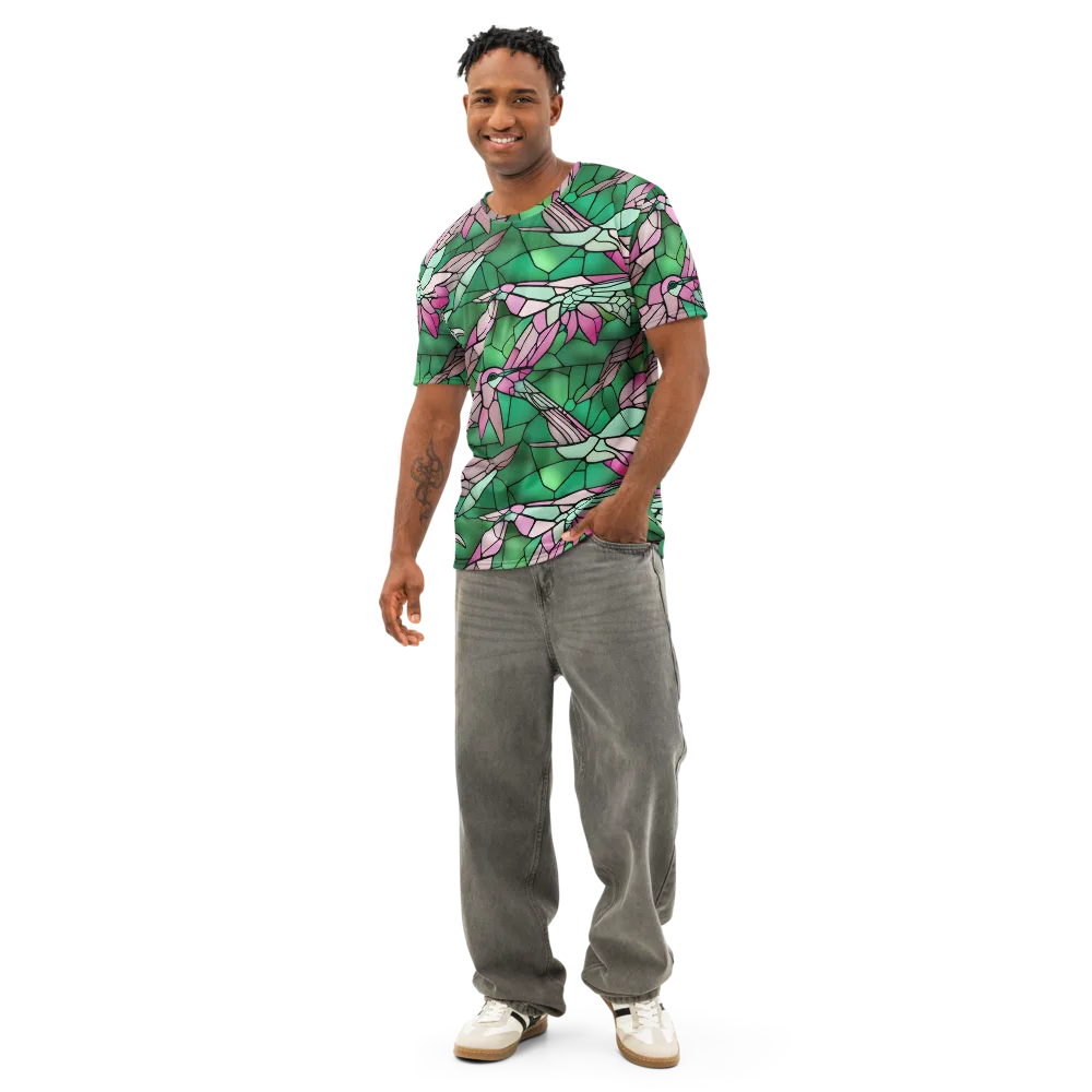 Stained Glass Flight on Men's Cotton Crew Neck T-Shirt — Front