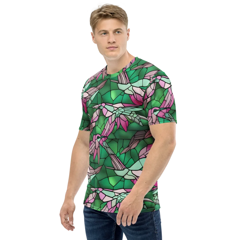 Stained Glass Flight on Men's Crew Neck T-Shirt — Left