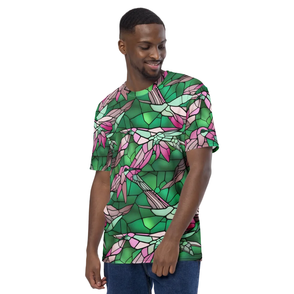 Stained Glass Flight on Men's Crew Neck T-Shirt — Left