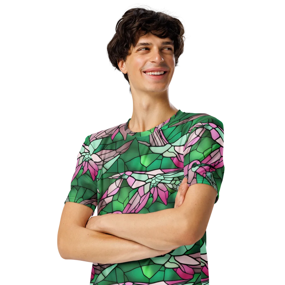 Stained Glass Flight on Men's Crew Neck T-Shirt — Left Front