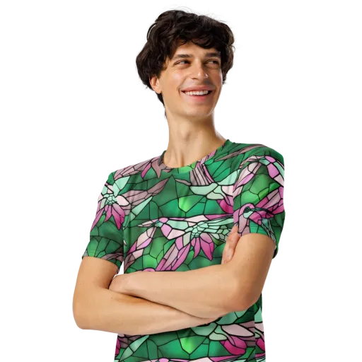 Stained Glass Flight on a Men's Crew Neck T-Shirt