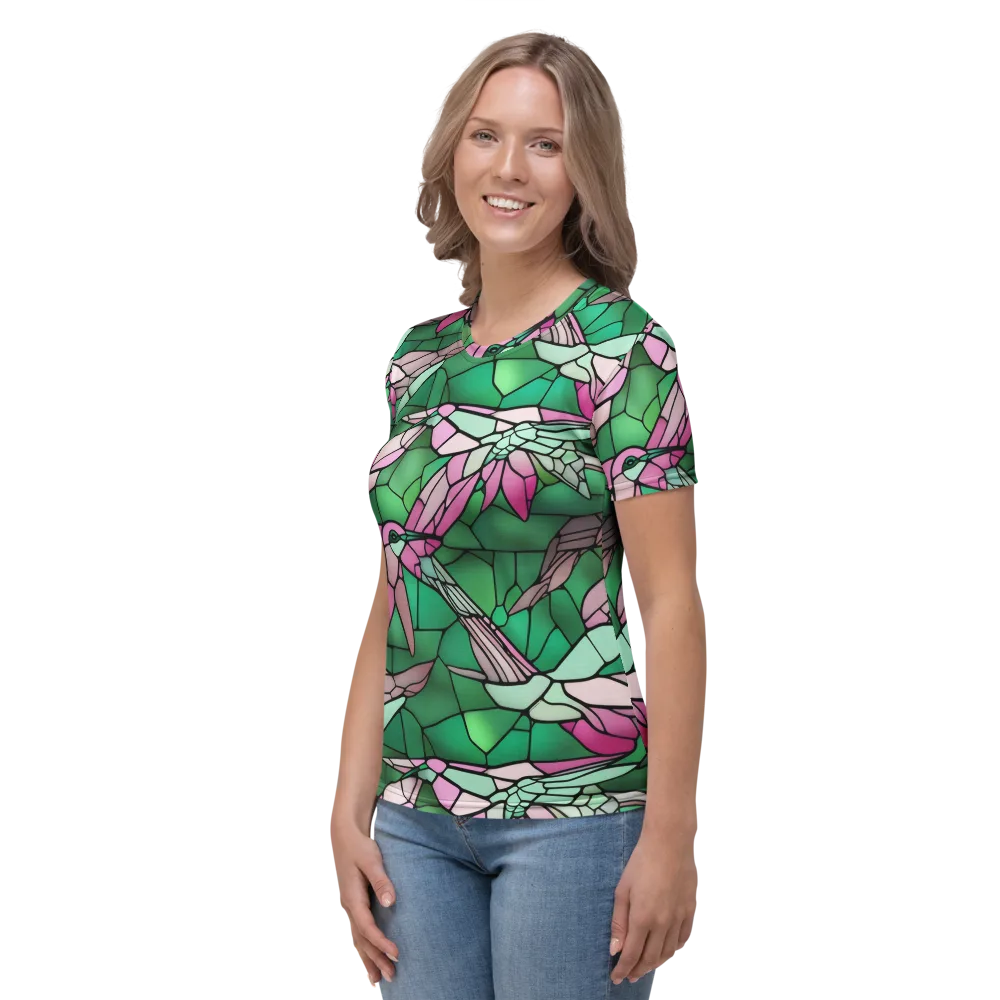 Stained Glass Flight on Women's Crew Neck T-Shirt — Left