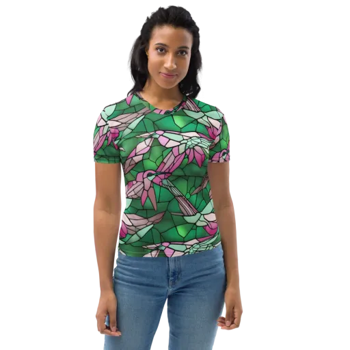 Stained Glass Flight on a Women's Crew Neck T-Shirt