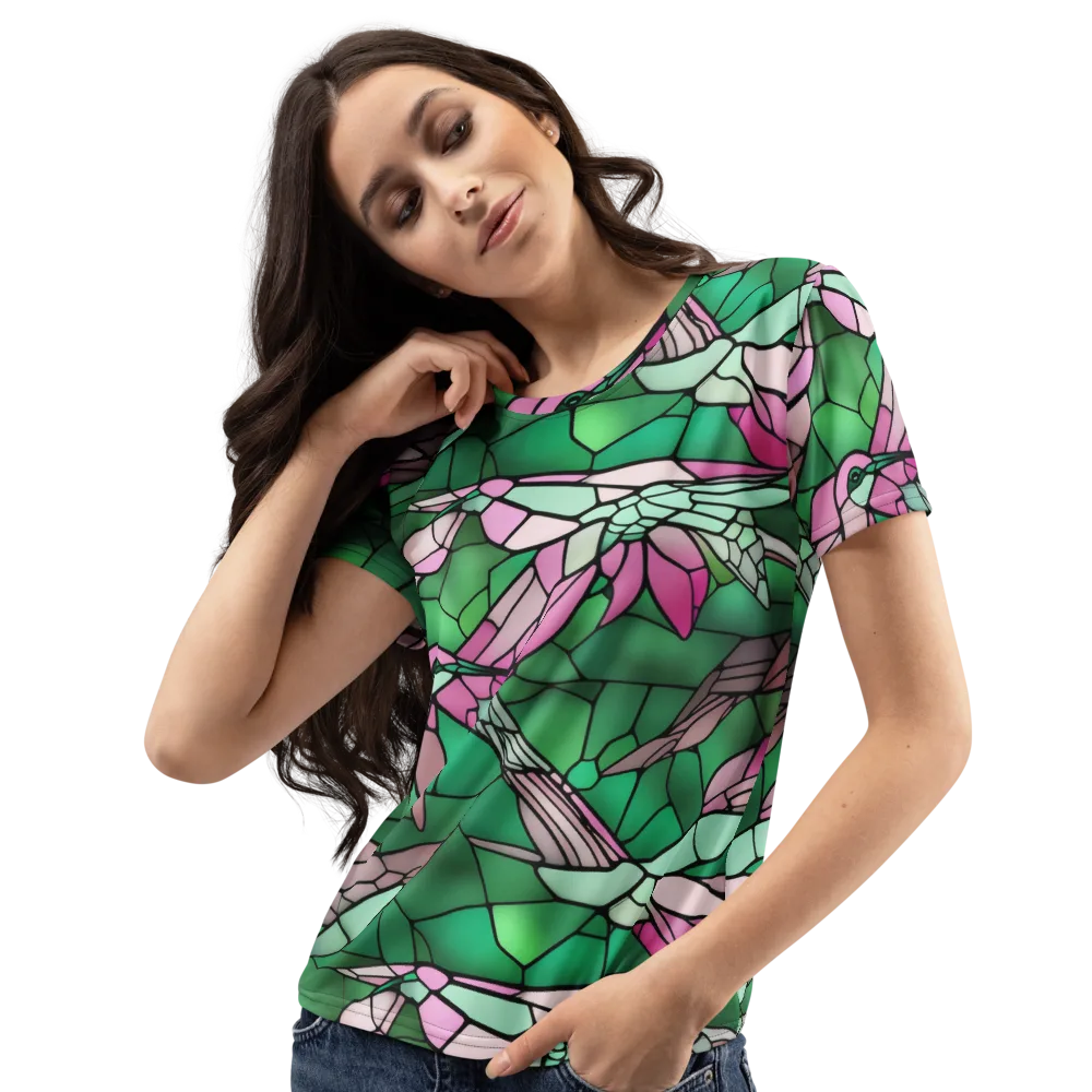 Stained Glass Flight on Women's Crew Neck T-Shirt — Left Front