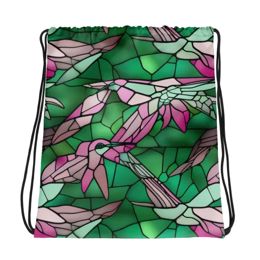 Stained Glass Flight on a Drawstring Bag