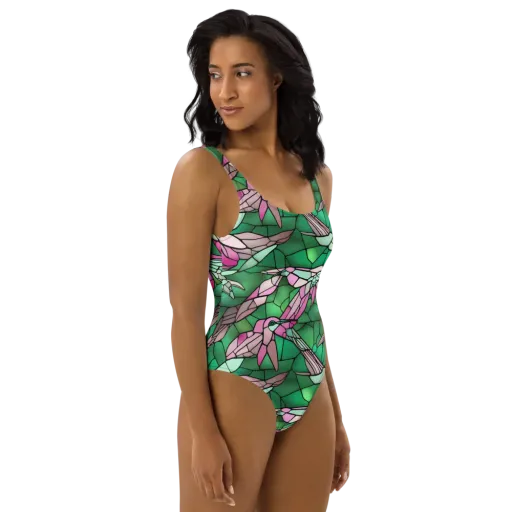 Stained Glass Flight on a One-Piece Swimsuit