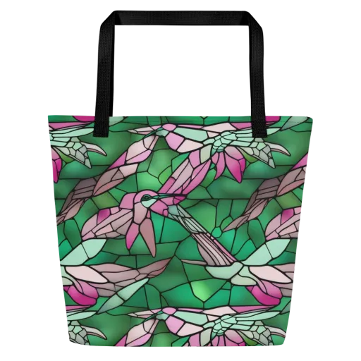 Stained Glass Flight on a Large Tote Bag W/ Pocket