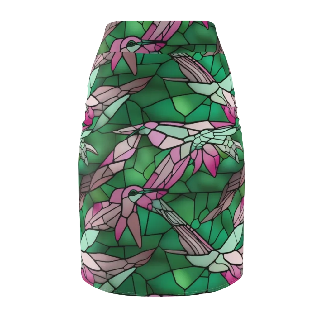 Stained Glass Flight on Pencil Skirt — Back