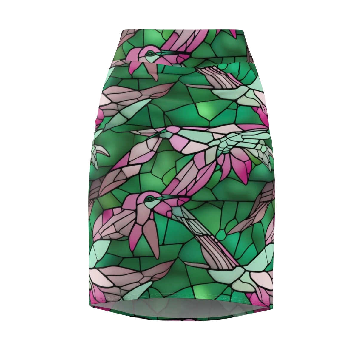 Stained Glass Flight on Pencil Skirt — Front