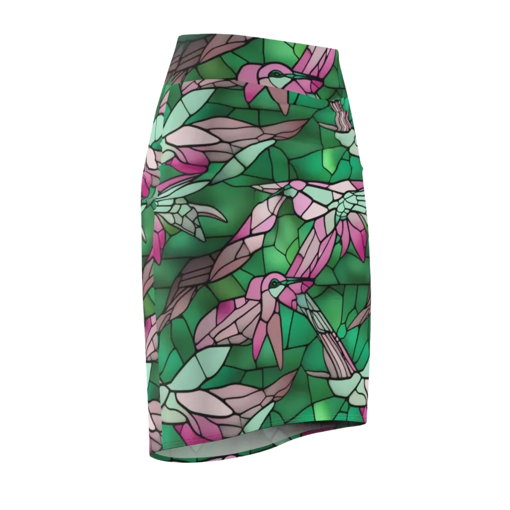 Stained Glass Flight on Pencil Skirt — Front Side