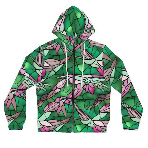 Stained Glass Flight on a Women's Full-Zip Hoodie