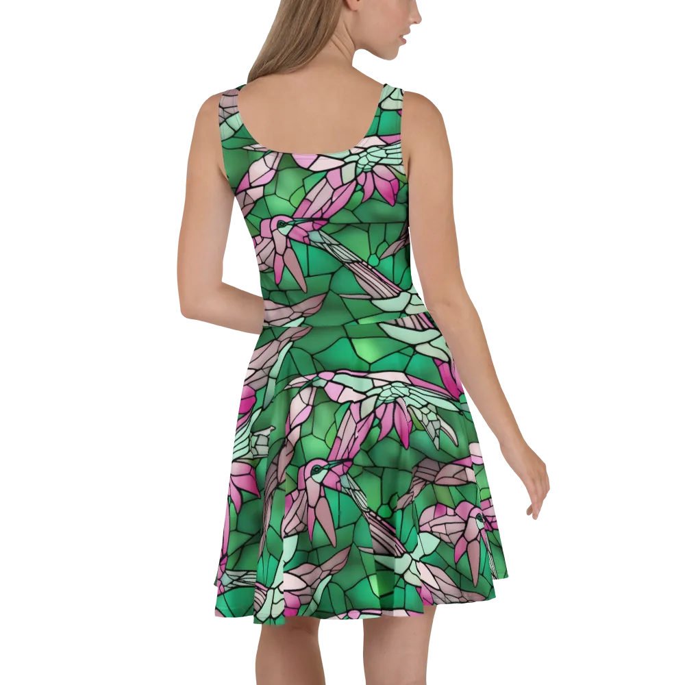 Stained Glass Flight on Skater Dress — Back