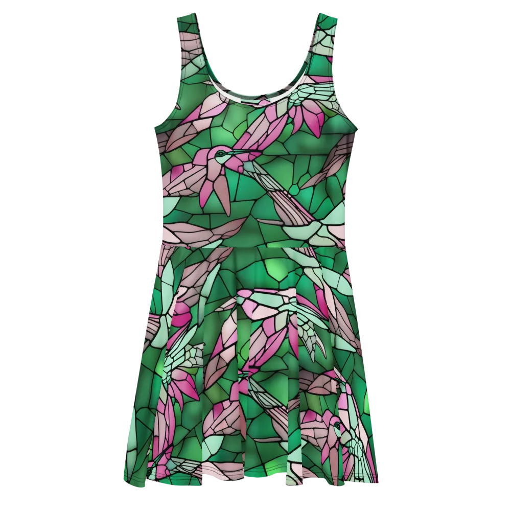 Stained Glass Flight on Skater Dress — Front