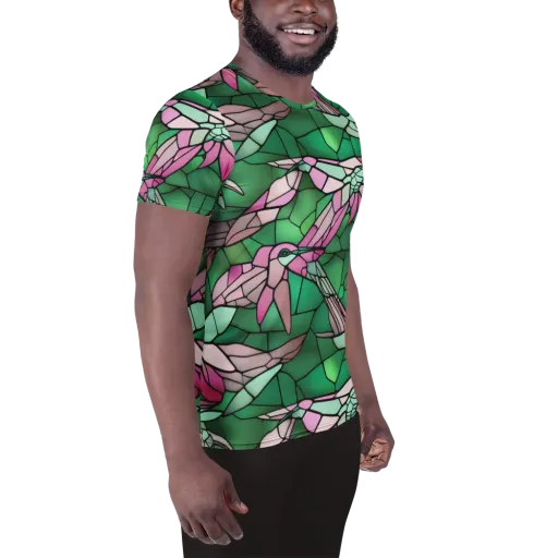 Stained Glass Flight on a Men's Athletic T-Shirt