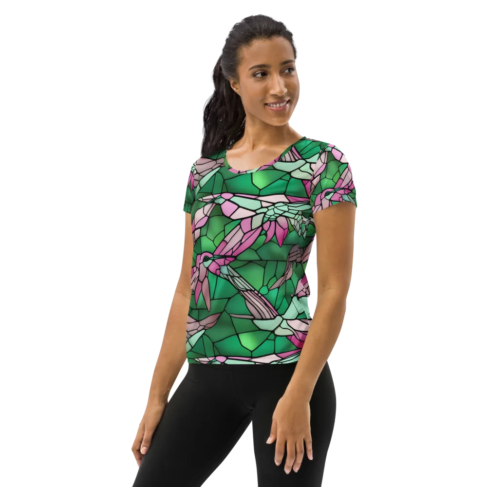 Stained Glass Flight on Women's Athletic T-Shirt — Left