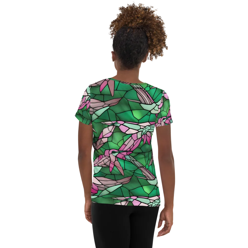 Stained Glass Flight on Women's Athletic T-Shirt — Back
