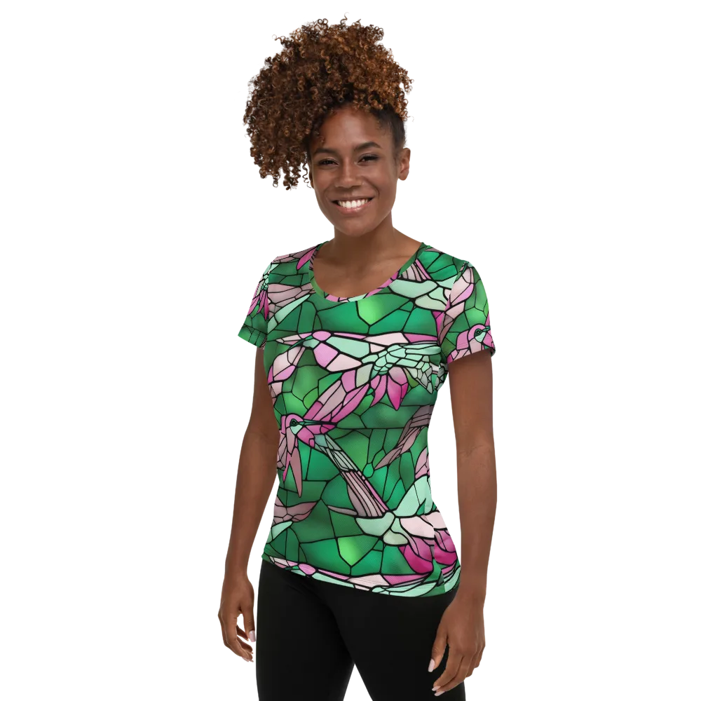 Stained Glass Flight on Women's Athletic T-Shirt — Left
