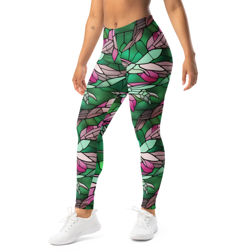 Stained Glass Flight on Leggings — Left Front