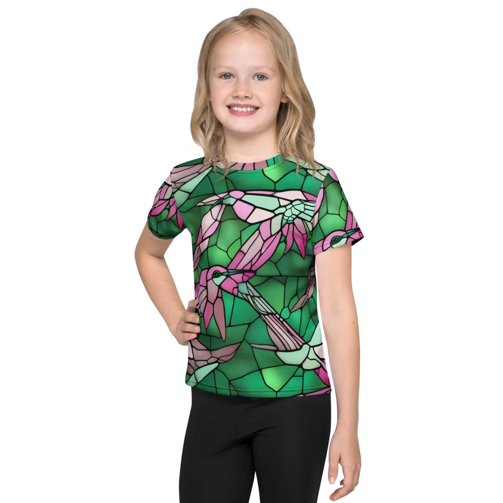 Stained Glass Flight on Kids Crew Neck T-Shirt — Front