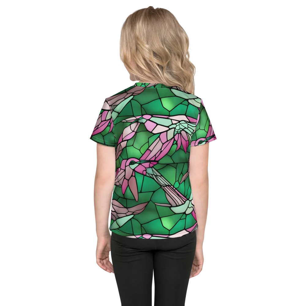 Stained Glass Flight on Kids Crew Neck T-Shirt — Back