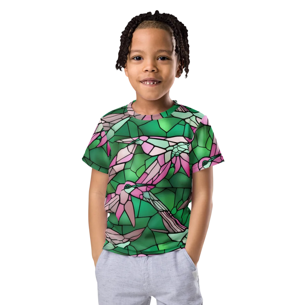 Stained Glass Flight on Kids Crew Neck T-Shirt — Front