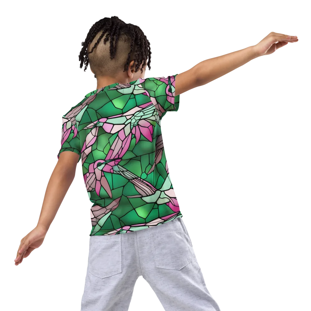 Stained Glass Flight on Kids Crew Neck T-Shirt — Back