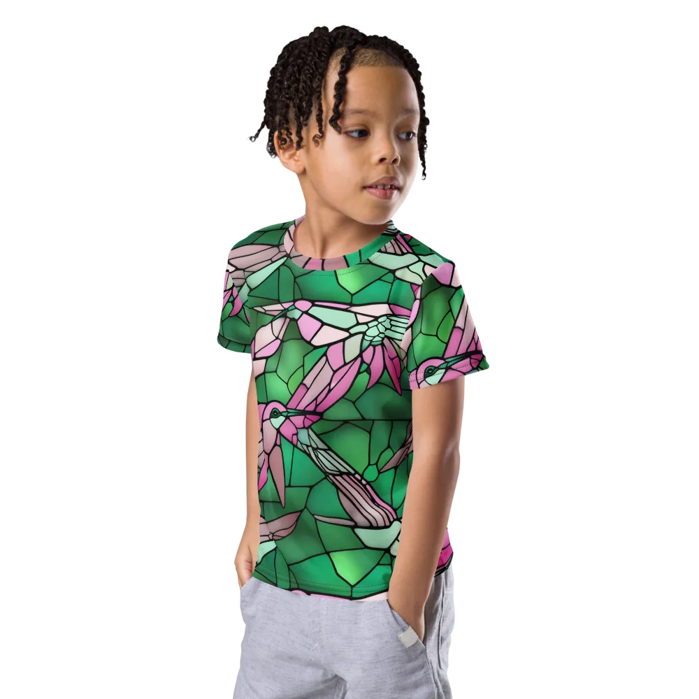 Stained Glass Flight on Kids Crew Neck T-Shirt — Left Front