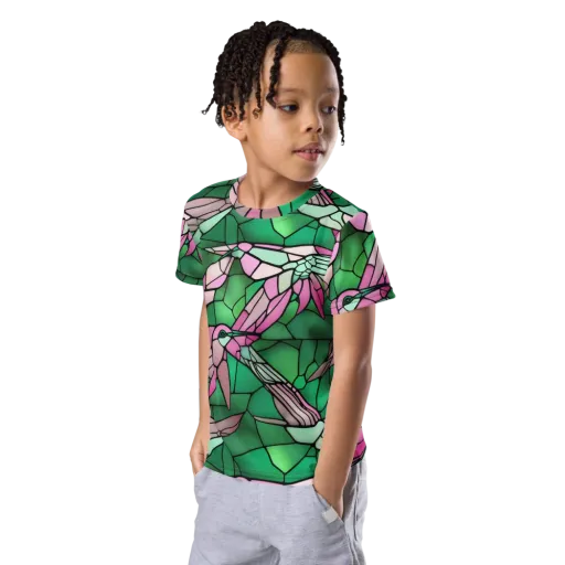Stained Glass Flight on a Kids Crew Neck T-Shirt
