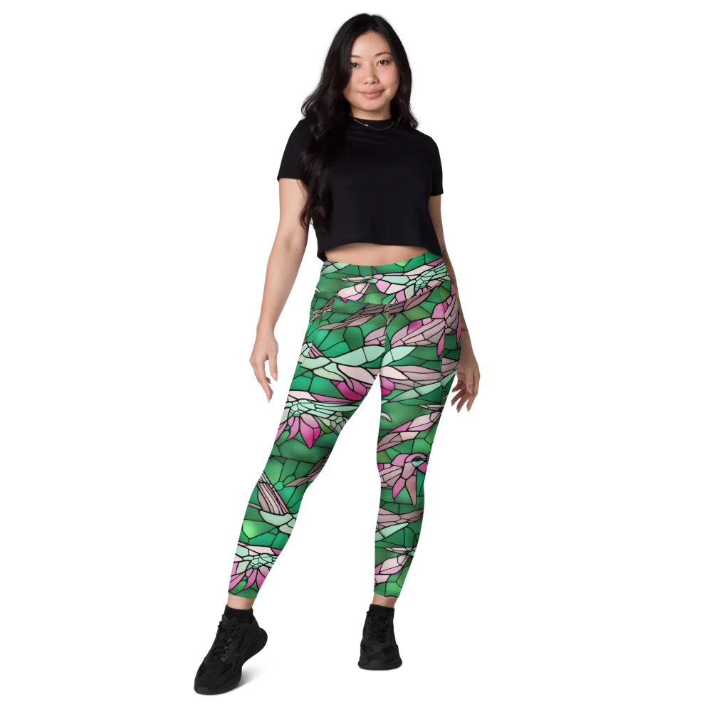 Stained Glass Flight on Leggings with Pockets — Front