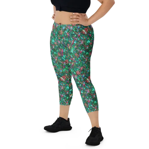 Jewelwing Aviary on a Capri Leggings