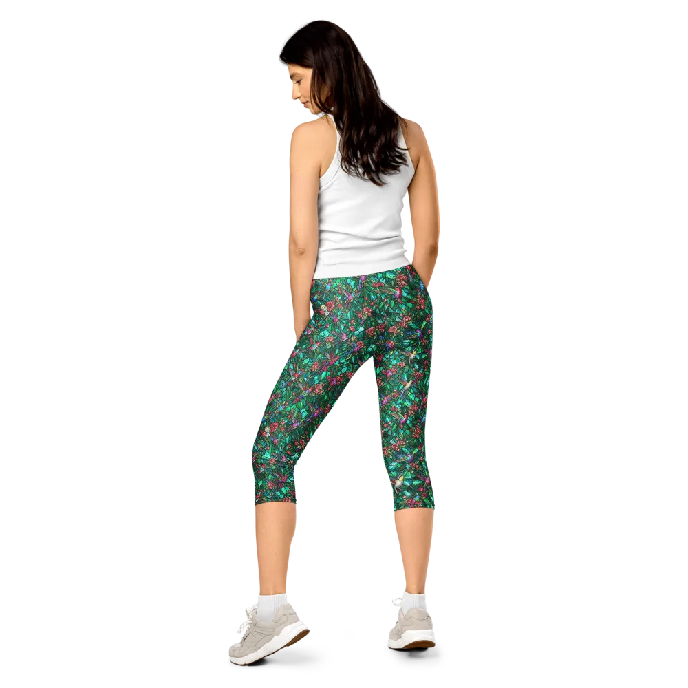 Jewelwing Aviary on Capri Leggings — Back