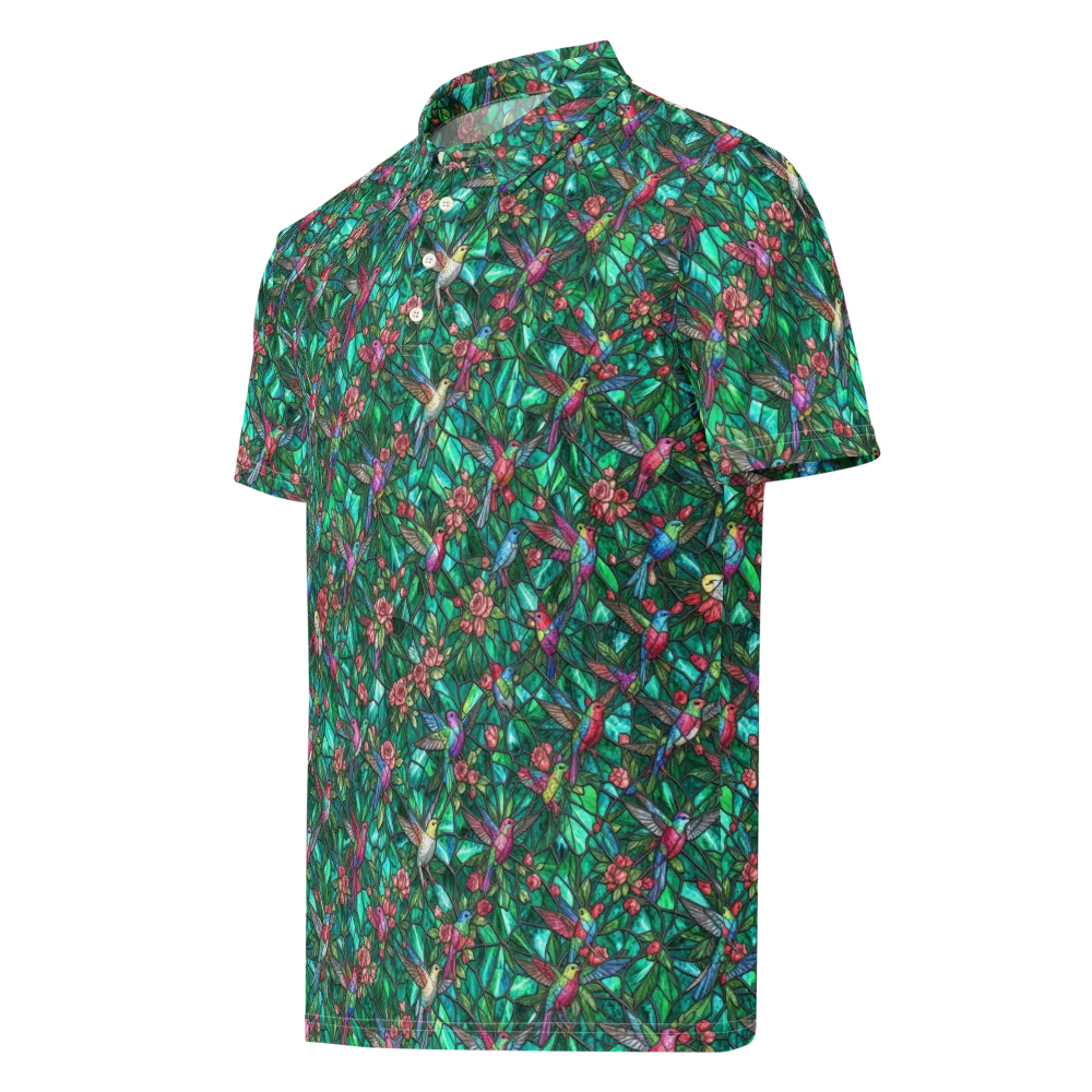 Jewelwing Aviary on Men's Slim Fit Polo Shirt — Left Front