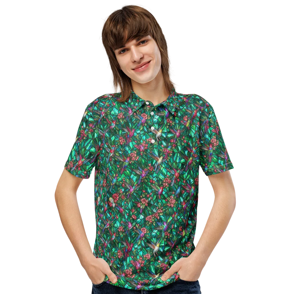 Jewelwing Aviary on Men's Slim Fit Polo Shirt — Front