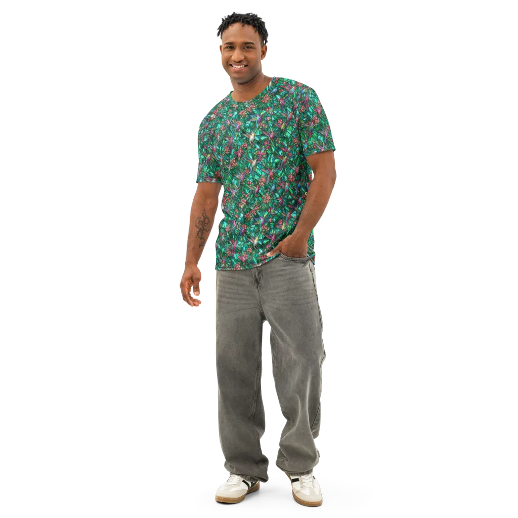 Jewelwing Aviary on Men's Cotton Crew Neck T-Shirt — Front