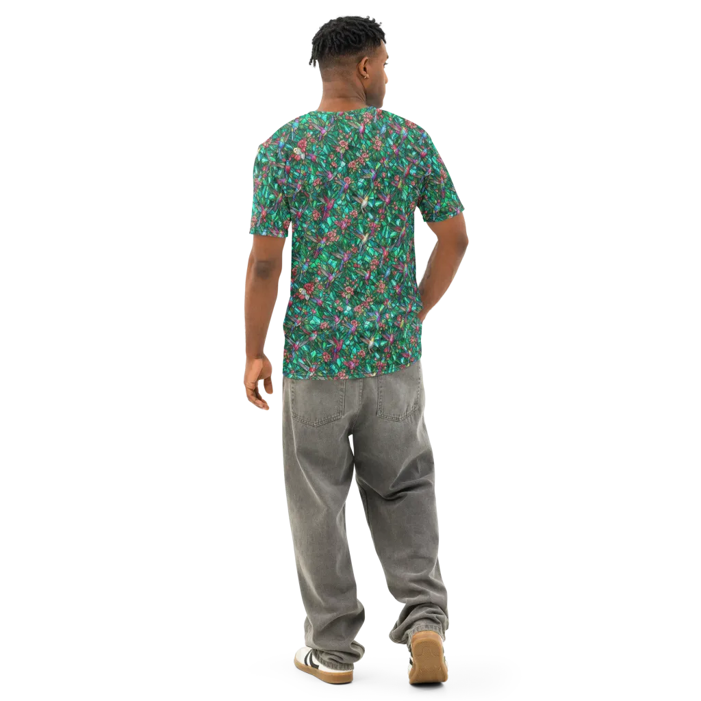 Jewelwing Aviary on Men's Cotton Crew Neck T-Shirt — Back