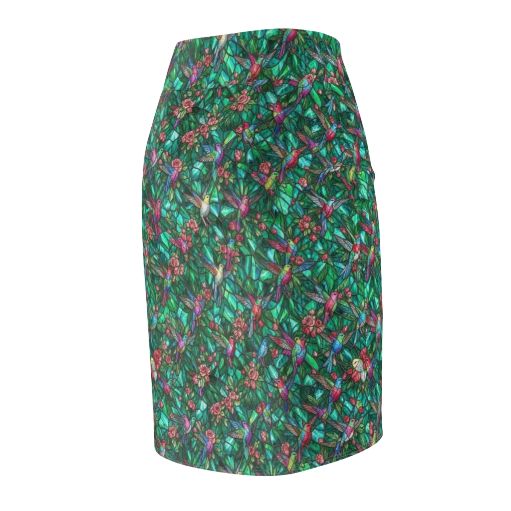 Jewelwing Aviary on Pencil Skirt — Back Side