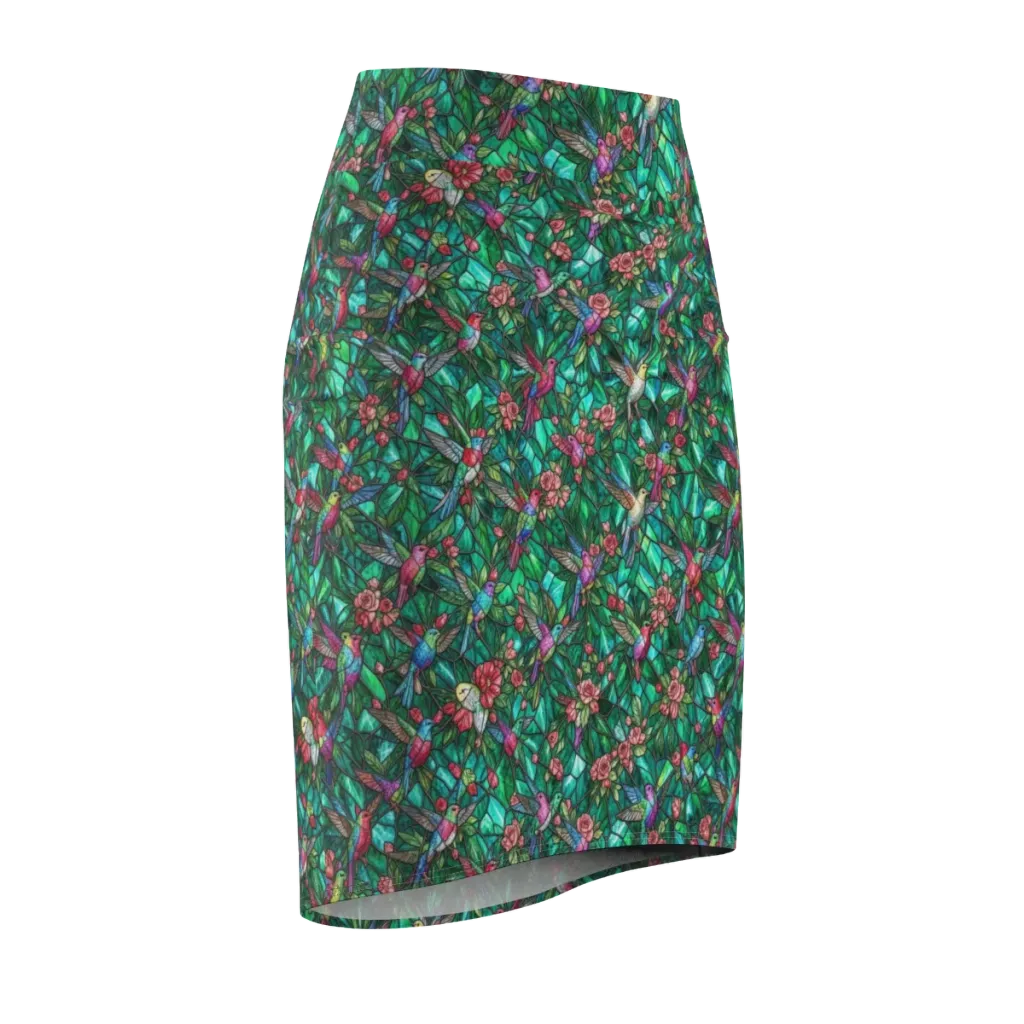 Jewelwing Aviary on Pencil Skirt — Front Side