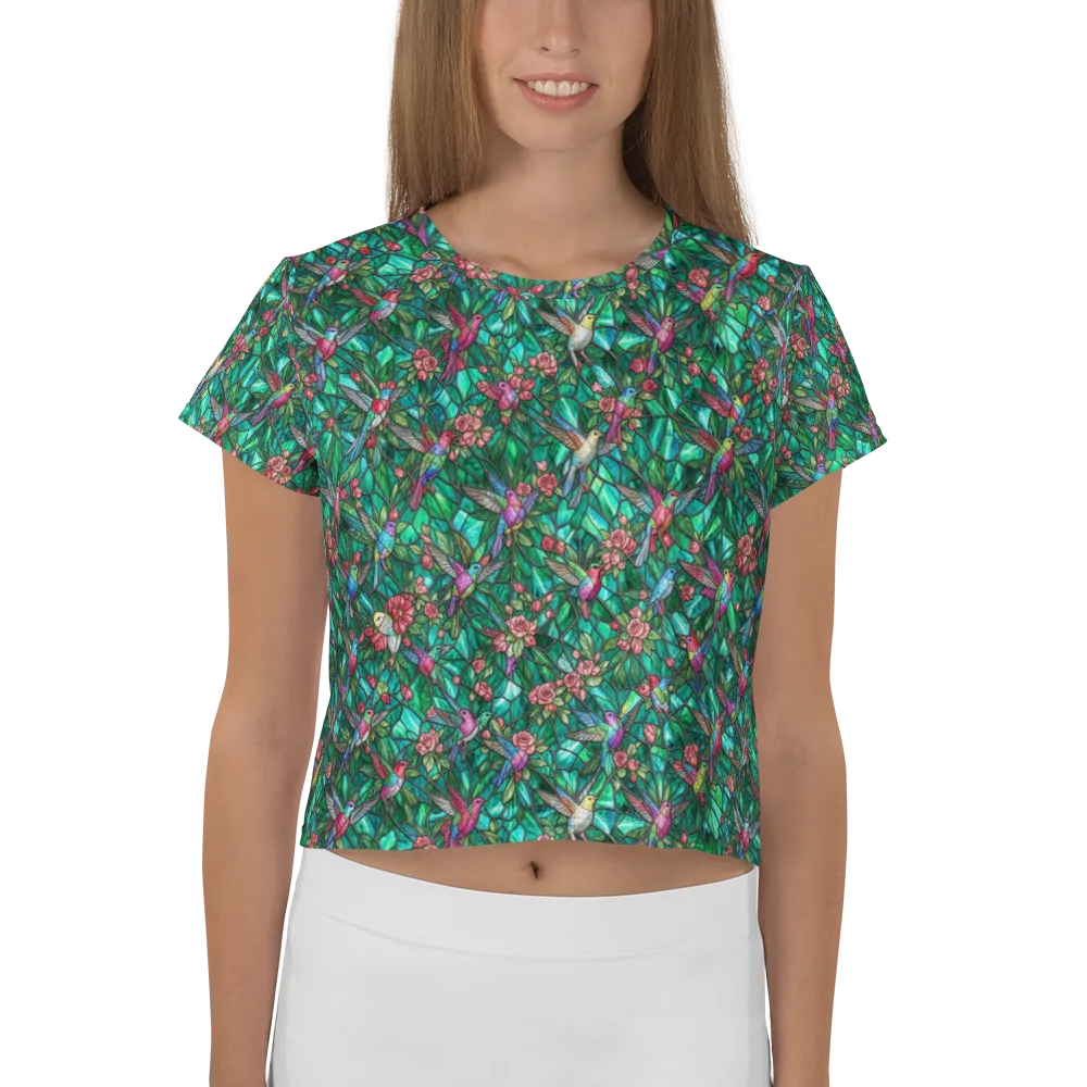 Jewelwing Aviary on Crop Tee — Front