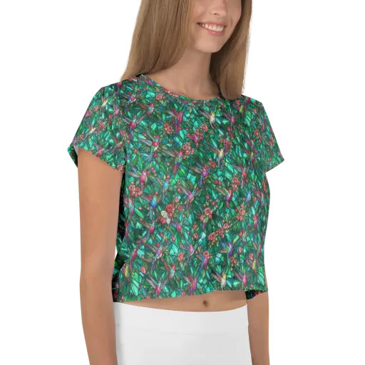 Jewelwing Aviary on a Crop Tee