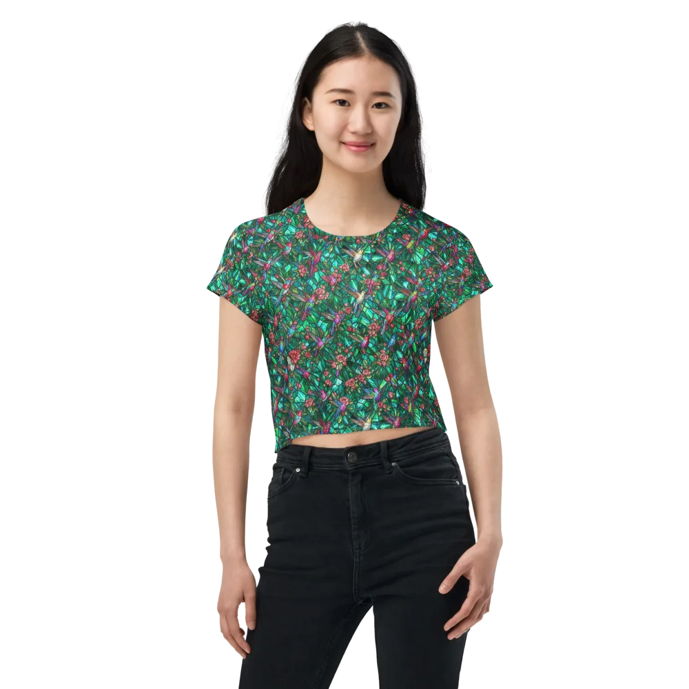 Jewelwing Aviary on Crop Tee — Front