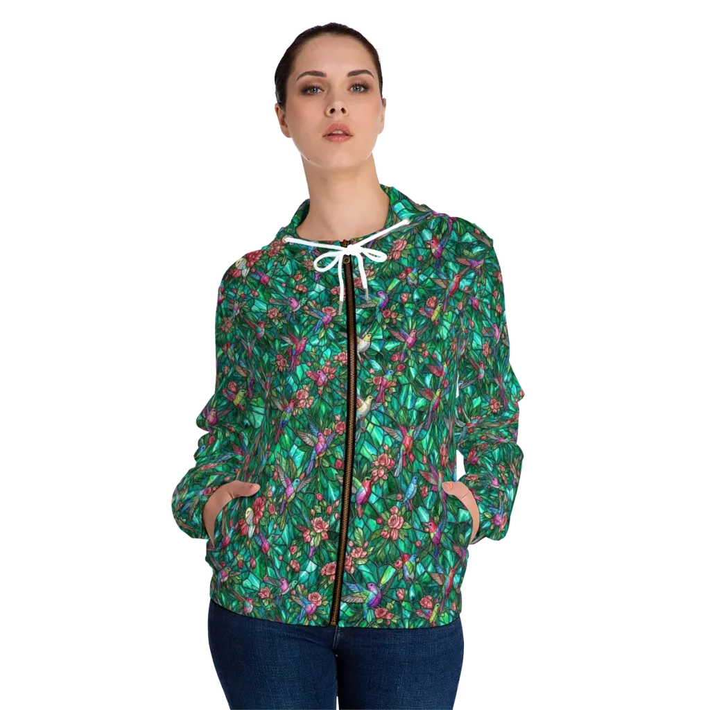 Jewelwing Aviary on Women's Full-Zip Hoodie — Front On Person